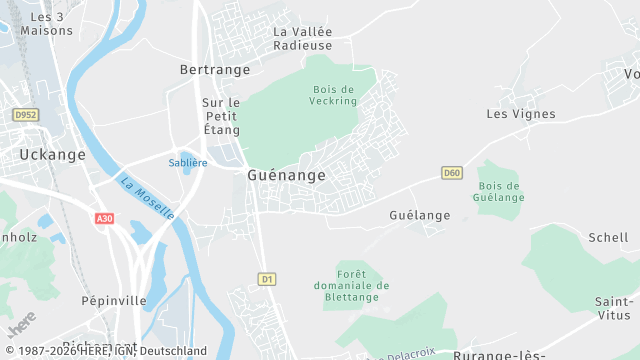 Carte de la zone d'intervention à Guénange