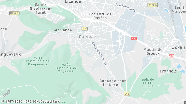 Carte de la zone d'intervention à Fameck