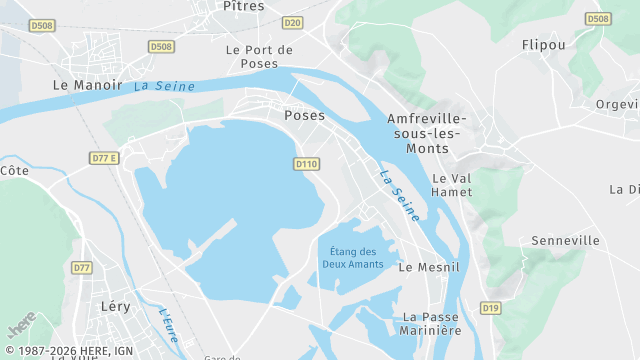Carte de la zone d'intervention à Poses