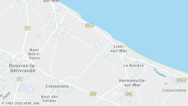 Carte de la zone d'intervention à Lion-sur-Mer