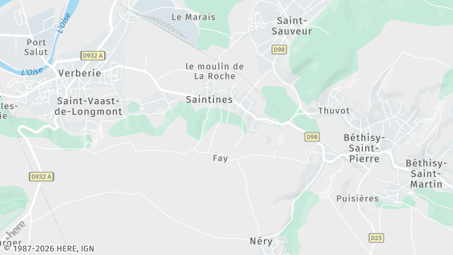 Carte de la zone d'intervention à Saintines