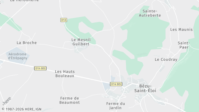 Carte de la zone d'intervention à Bézu-Saint-Éloi