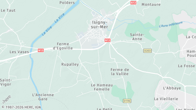 Carte de la zone d'intervention à Isigny-sur-Mer