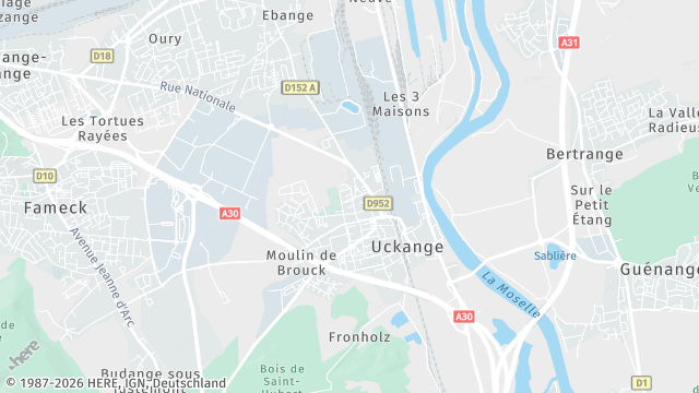 Carte de la zone d'intervention à Uckange