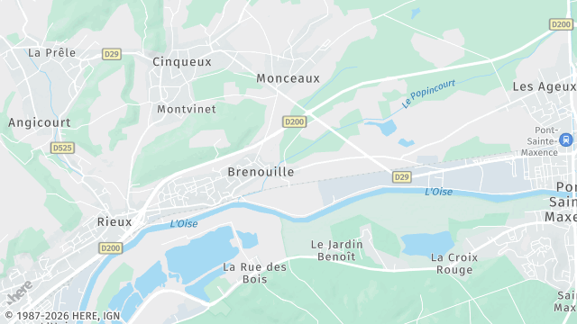Carte de la zone d'intervention à Brenouille