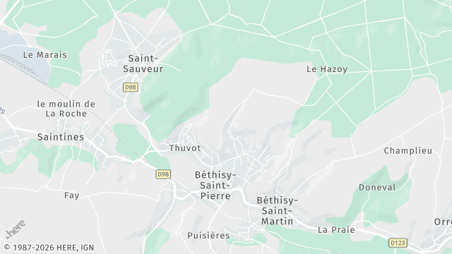 Carte de la zone d'intervention à Béthisy-Saint-Pierre
