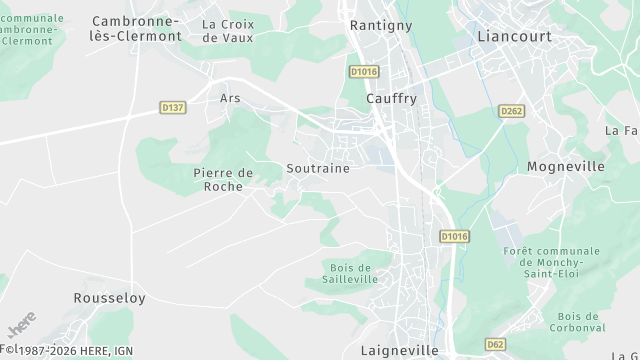 Carte de la zone d'intervention à Cauffry