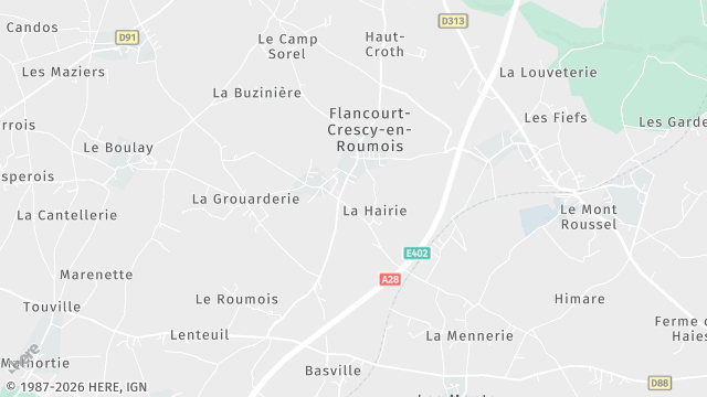 Carte de la zone d'intervention à Flancourt-Crescy-en-Roumois