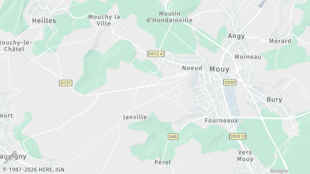 Carte de la zone d'intervention à Mouy