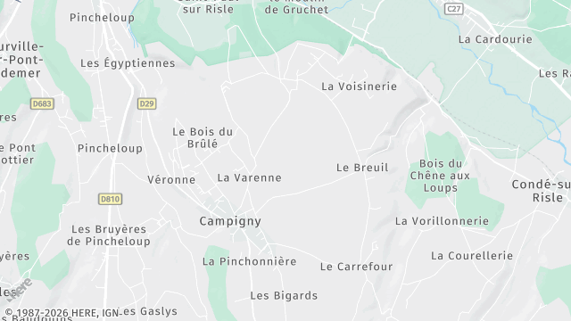Carte de la zone d'intervention à Campigny