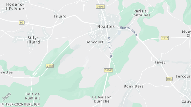 Carte de la zone d'intervention à Noailles