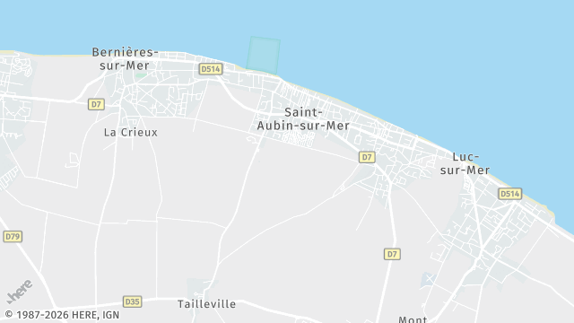 Carte de la zone d'intervention à Saint-Aubin-sur-Mer