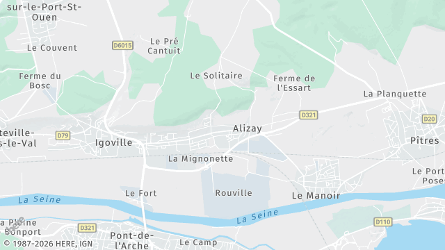 Carte de la zone d'intervention à Alizay
