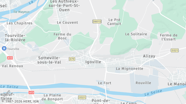 Carte de la zone d'intervention à Igoville