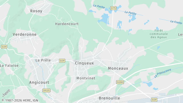 Carte de la zone d'intervention à Cinqueux