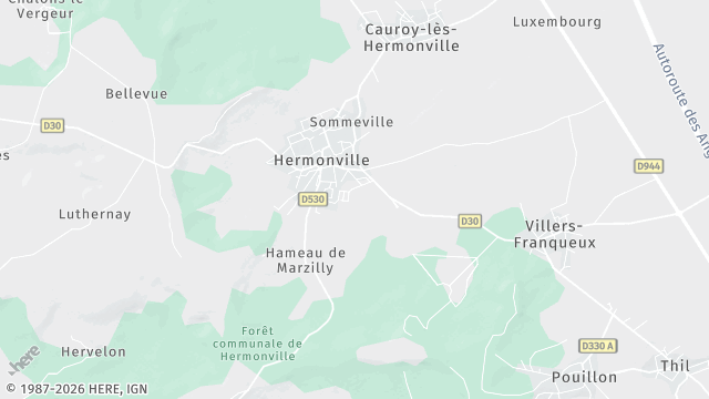 Carte de la zone d'intervention à Hermonville