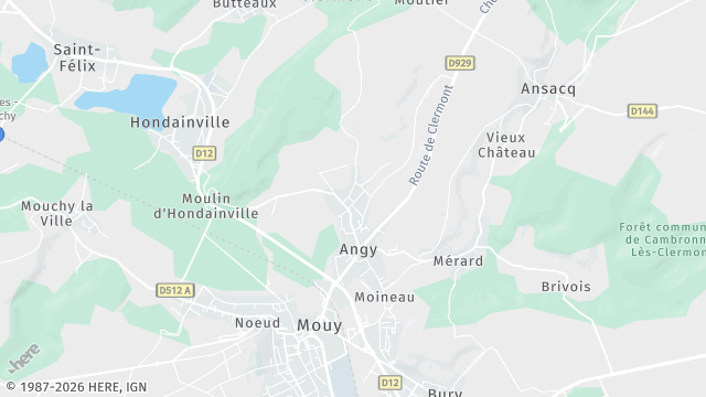 Carte de la zone d'intervention à Angy