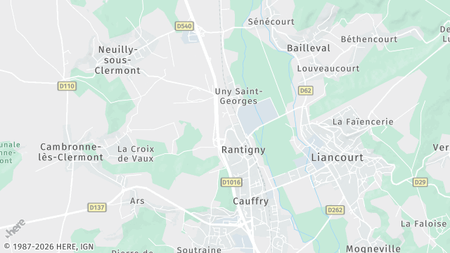 Carte de la zone d'intervention à Rantigny