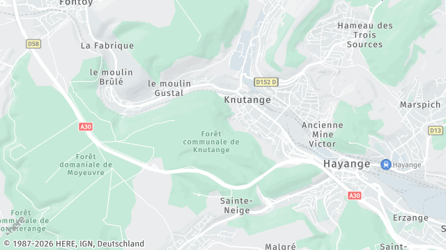 Carte de la zone d'intervention à Knutange