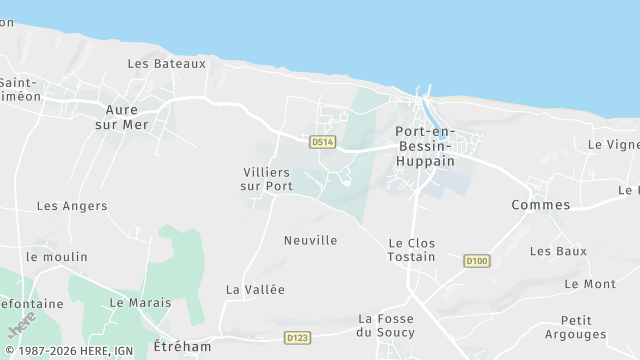 Carte de la zone d'intervention à Port-en-Bessin-Huppain