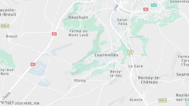 Carte de la zone d'intervention à Courmelles