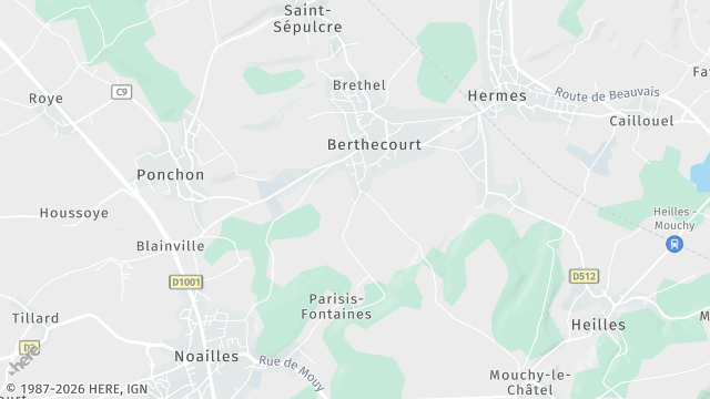 Carte de la zone d'intervention à Berthecourt