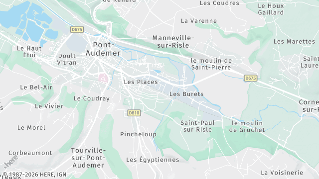 Carte de la zone d'intervention à Pont-Audemer