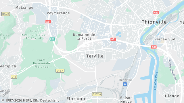 Carte de la zone d'intervention à Terville