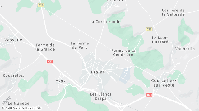Carte de la zone d'intervention à Braine