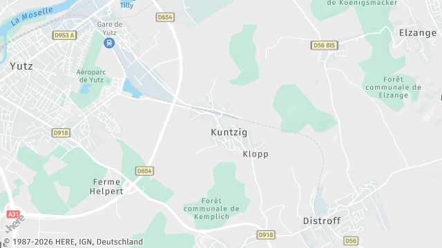 Carte de la zone d'intervention à Kuntzig