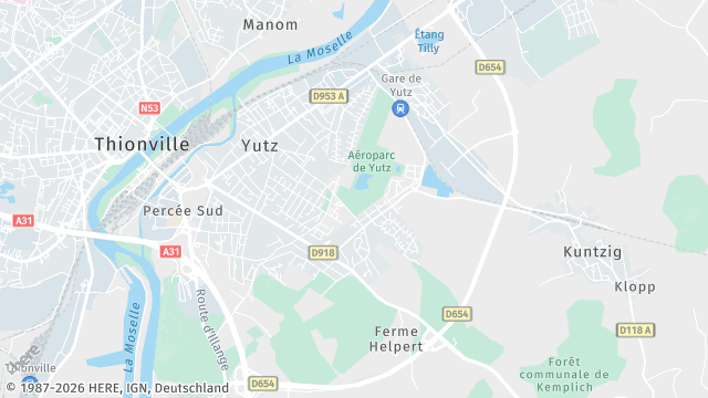 Carte de la zone d'intervention à Yutz