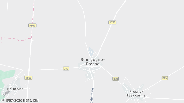 Carte de la zone d'intervention à Bourgogne-Fresne