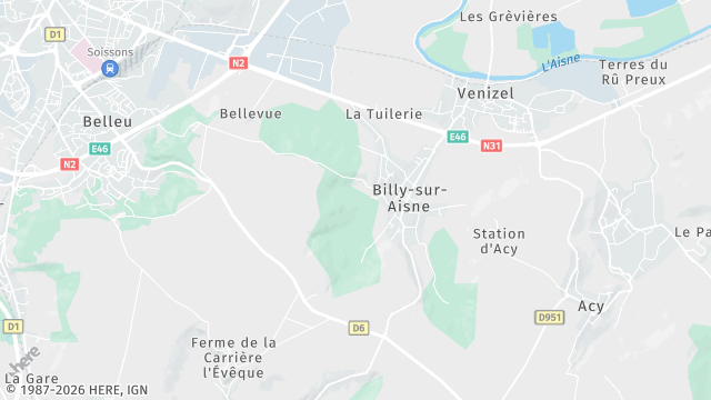 Carte de la zone d'intervention à Billy-sur-Aisne