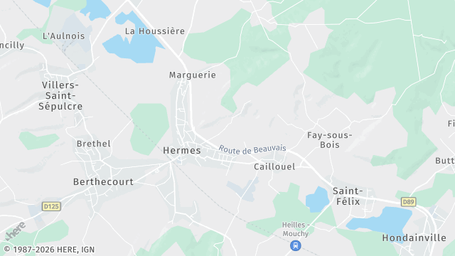 Carte de la zone d'intervention à Hermes