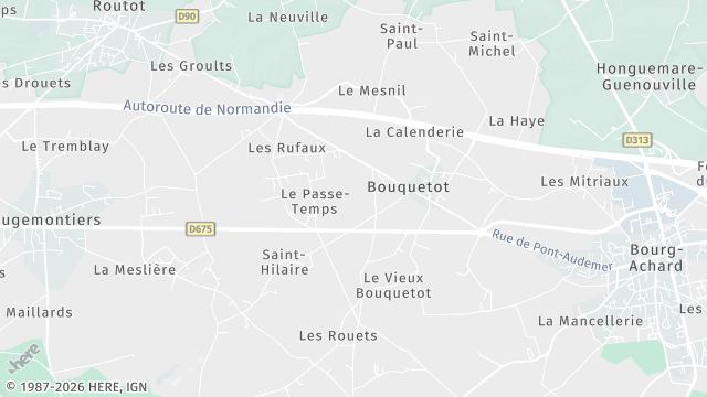Carte de la zone d'intervention à Bouquetot
