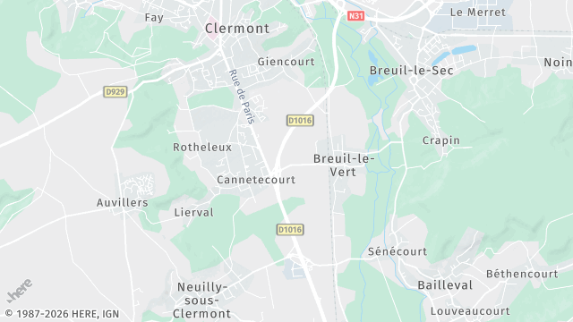 Carte de la zone d'intervention à Breuil-le-Vert
