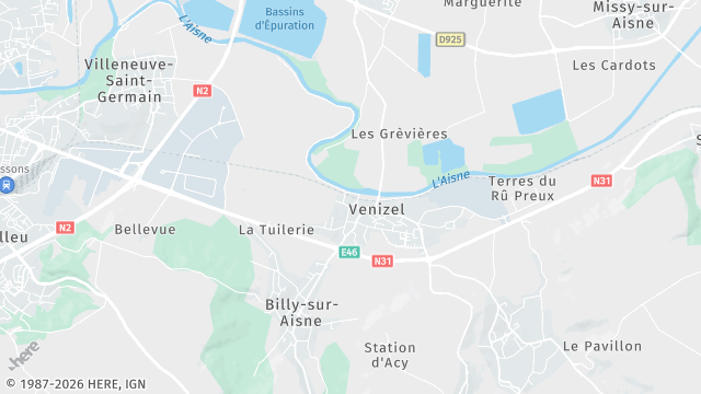 Carte de la zone d'intervention à Venizel