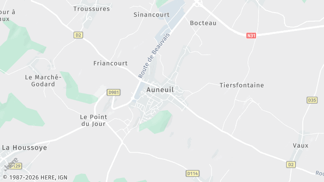 Carte de la zone d'intervention à Auneuil