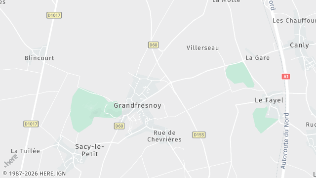 Carte de la zone d'intervention à Grandfresnoy