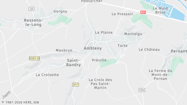 Carte de la zone d'intervention à Ambleny
