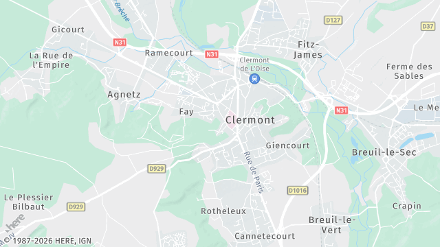 Carte de la zone d'intervention à Clermont