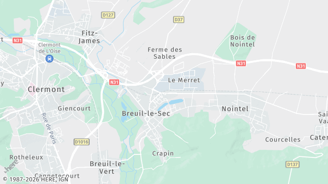Carte de la zone d'intervention à Breuil-le-Sec