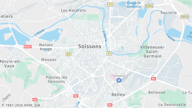 Carte de la zone d'intervention à Soissons
