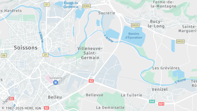 Carte de la zone d'intervention à Villeneuve-Saint-Germain
