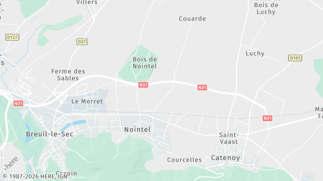 Carte de la zone d'intervention à Nointel