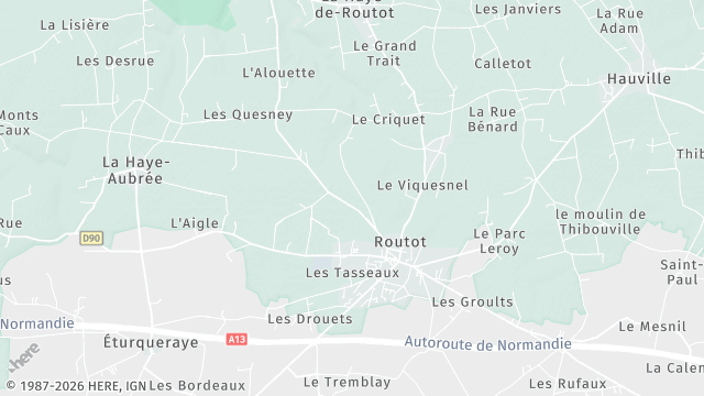 Carte de la zone d'intervention à Routot