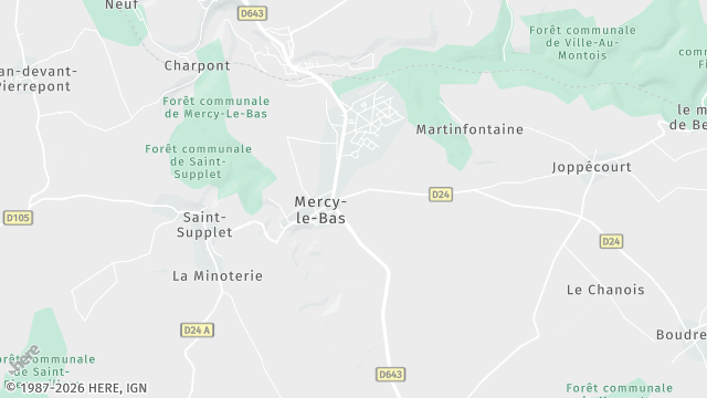 Carte de la zone d'intervention à Mercy-le-Bas