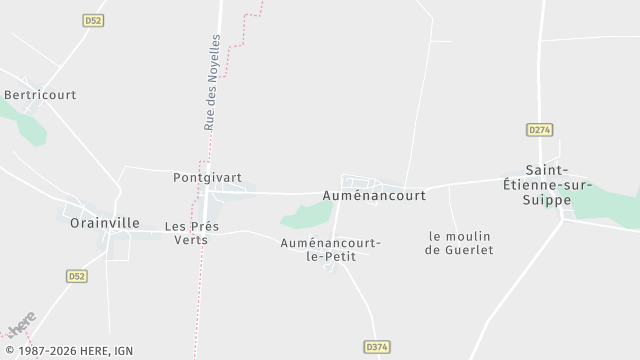 Carte de la zone d'intervention à Auménancourt