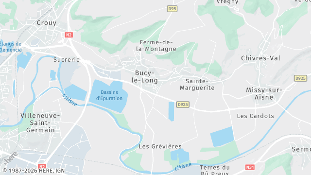 Carte de la zone d'intervention à Bucy-le-Long