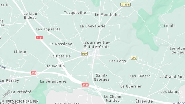 Carte de la zone d'intervention à Bourneville-Sainte-Croix